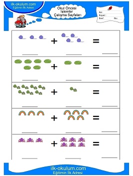 Çocuklar İçin toplam işlemi yaprak testleri 